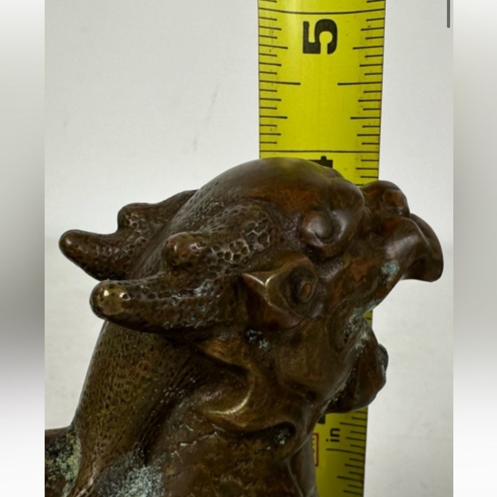 Vintage Chinese Foo Dogs Bronze Copper 6”x4” - Picture 8 of 8